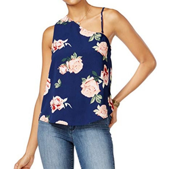 Seven Sisters Tops - NWT Floral ruffle one shoulder tank